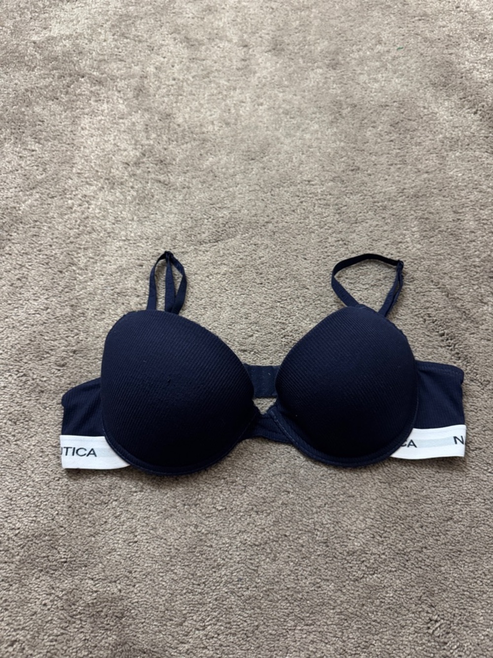 Nautica Intimates Ribbed Navy T Shirt Bra 36C Underwire Padded Classic